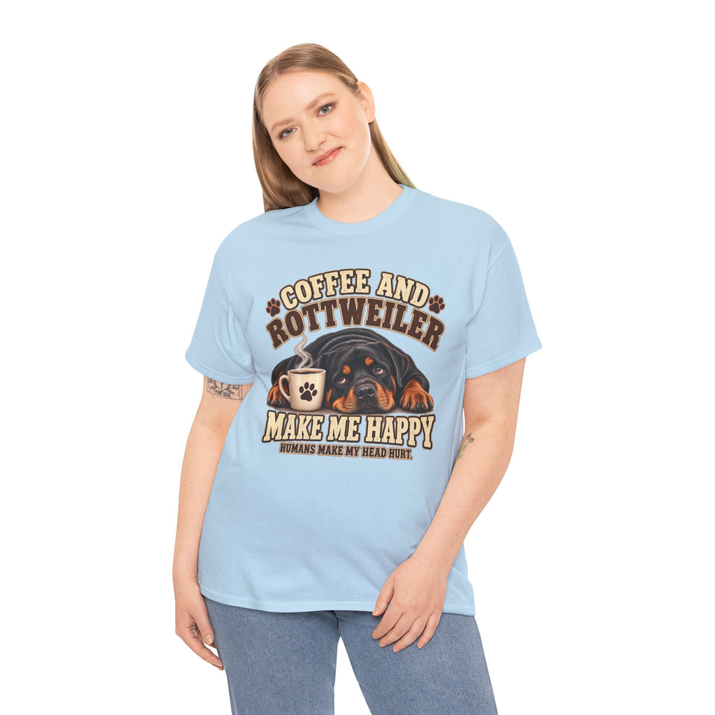 Coffee and Rottweiler Tee — "Coffee and Rottweiler Make Me Happy" Dog Lover Shirt