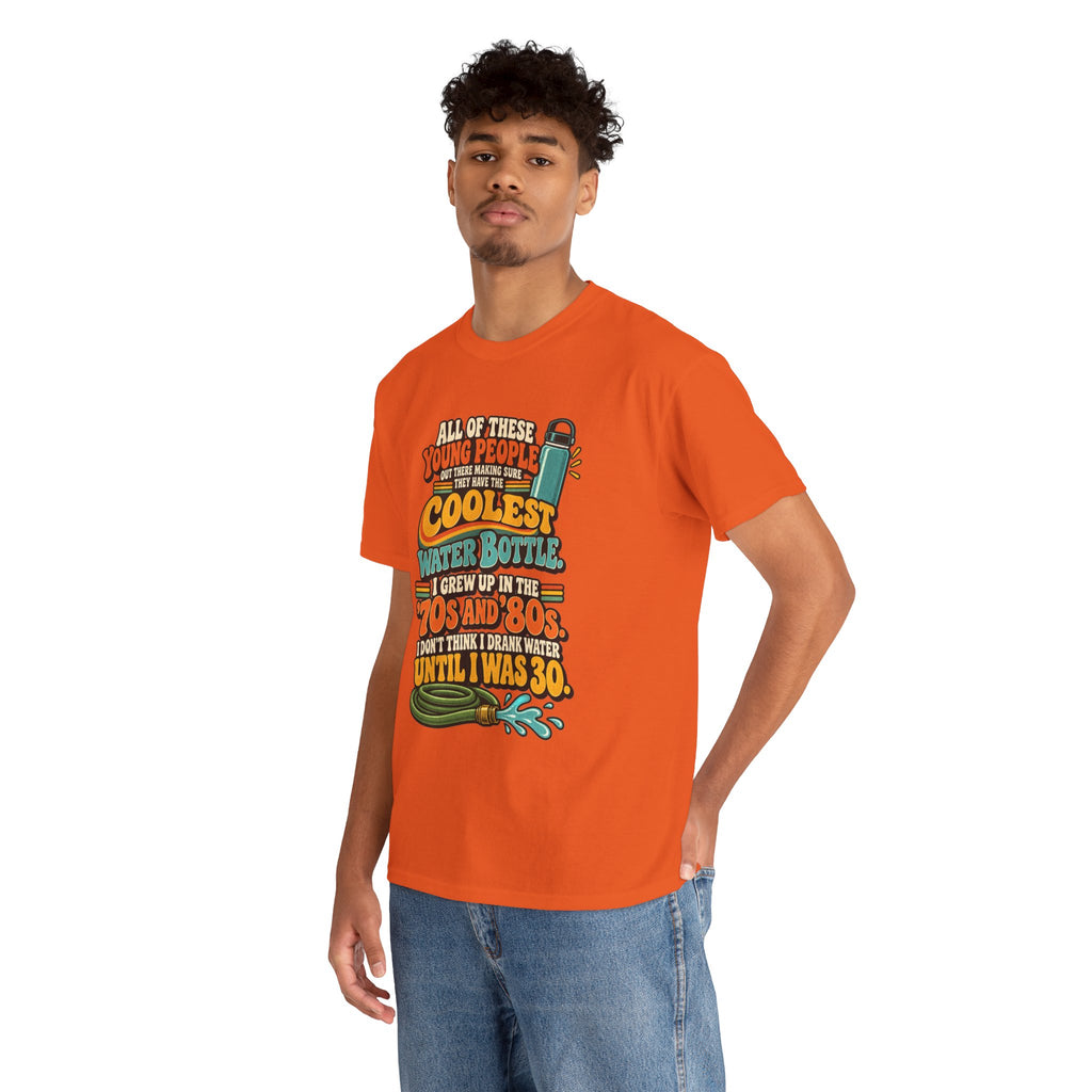 Retro 70s-80s Funny Water Bottle Tee — "Coolest Water Bottle" Graphic T-Shirt