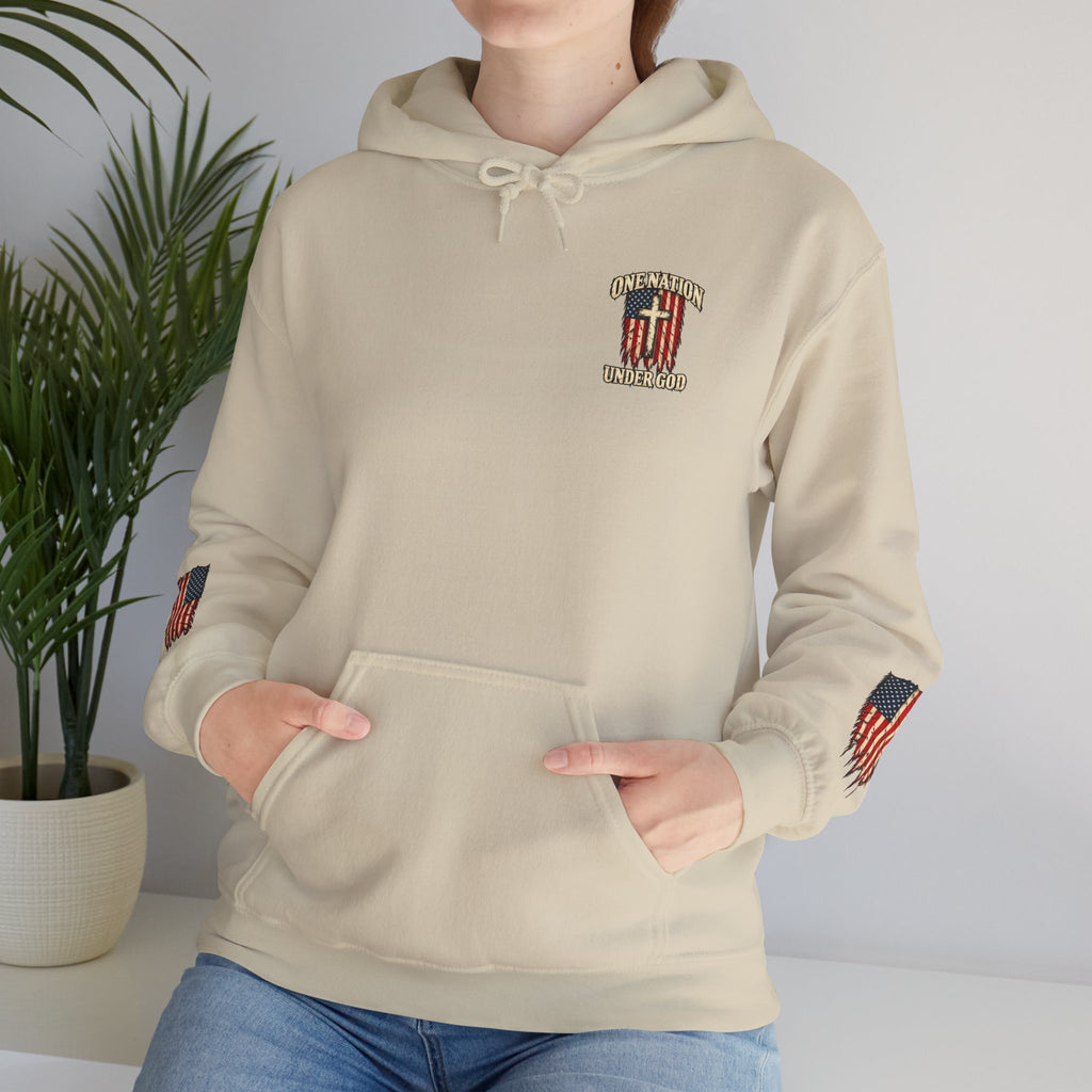 One Nation Under God Patriotic Cross Hoodie