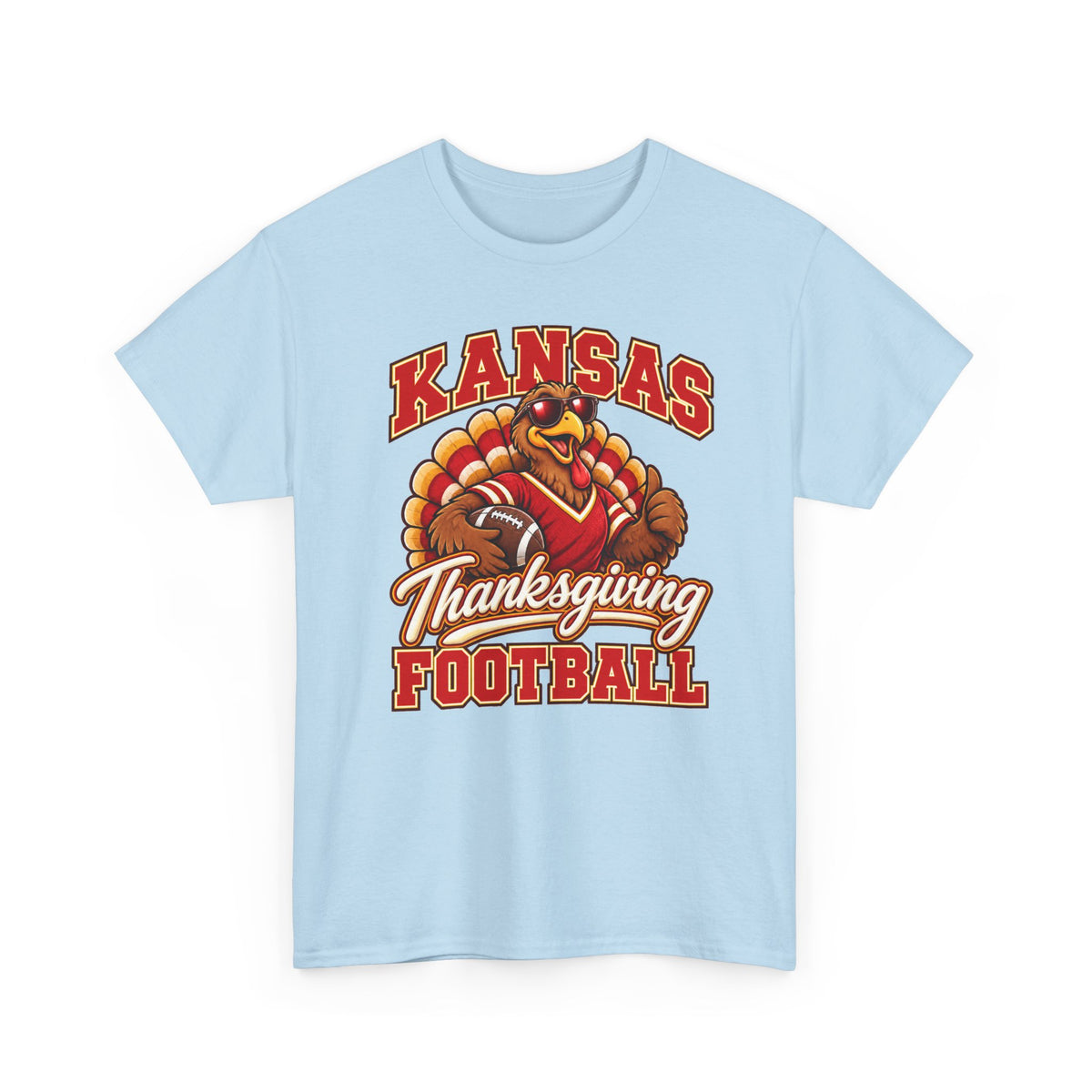Kansas Thanksgiving Football T‑Shirt — Turkey Mascot Holiday Game Tee