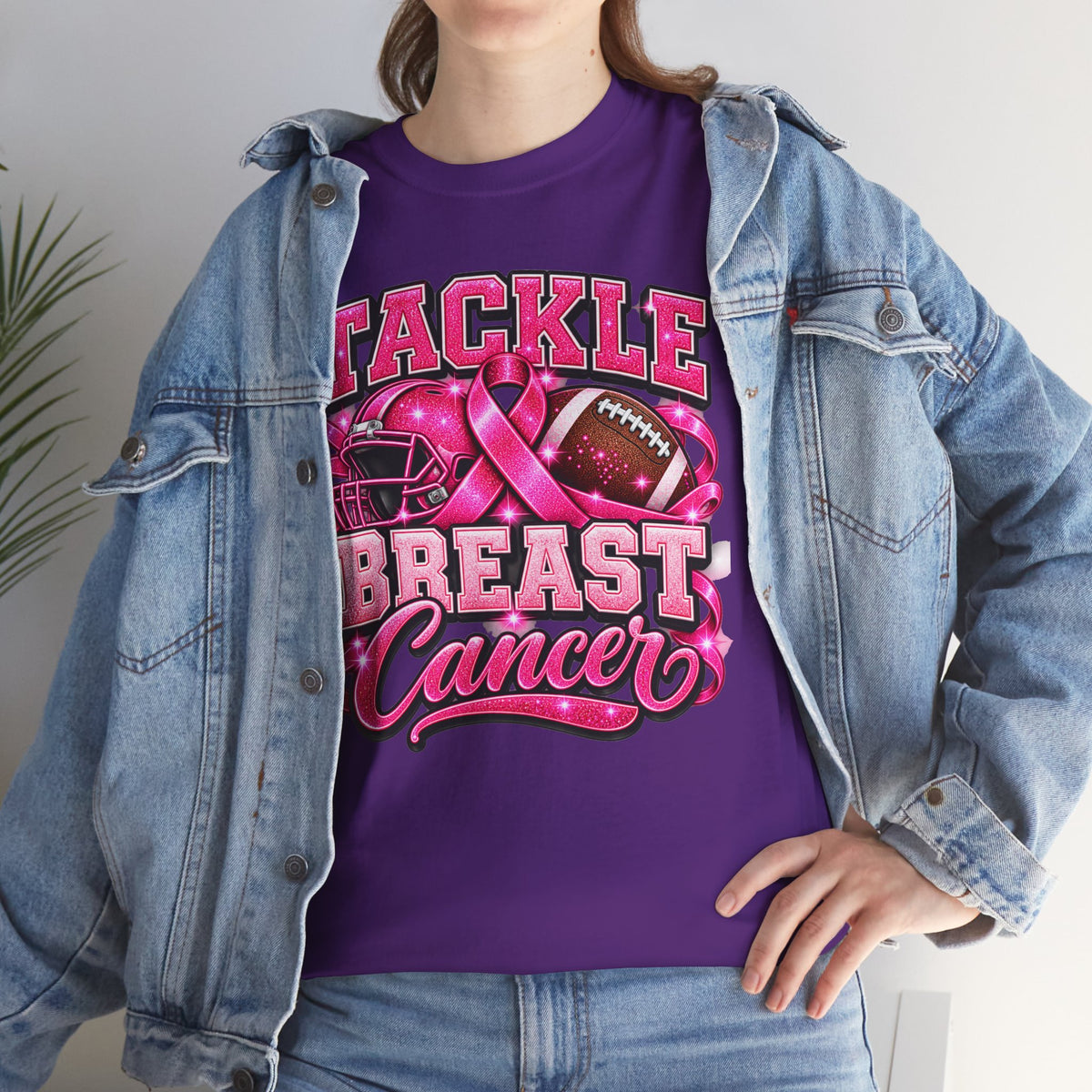 T-Shirt — "Tackle Breast Cancer" Pink Football Awareness Tee