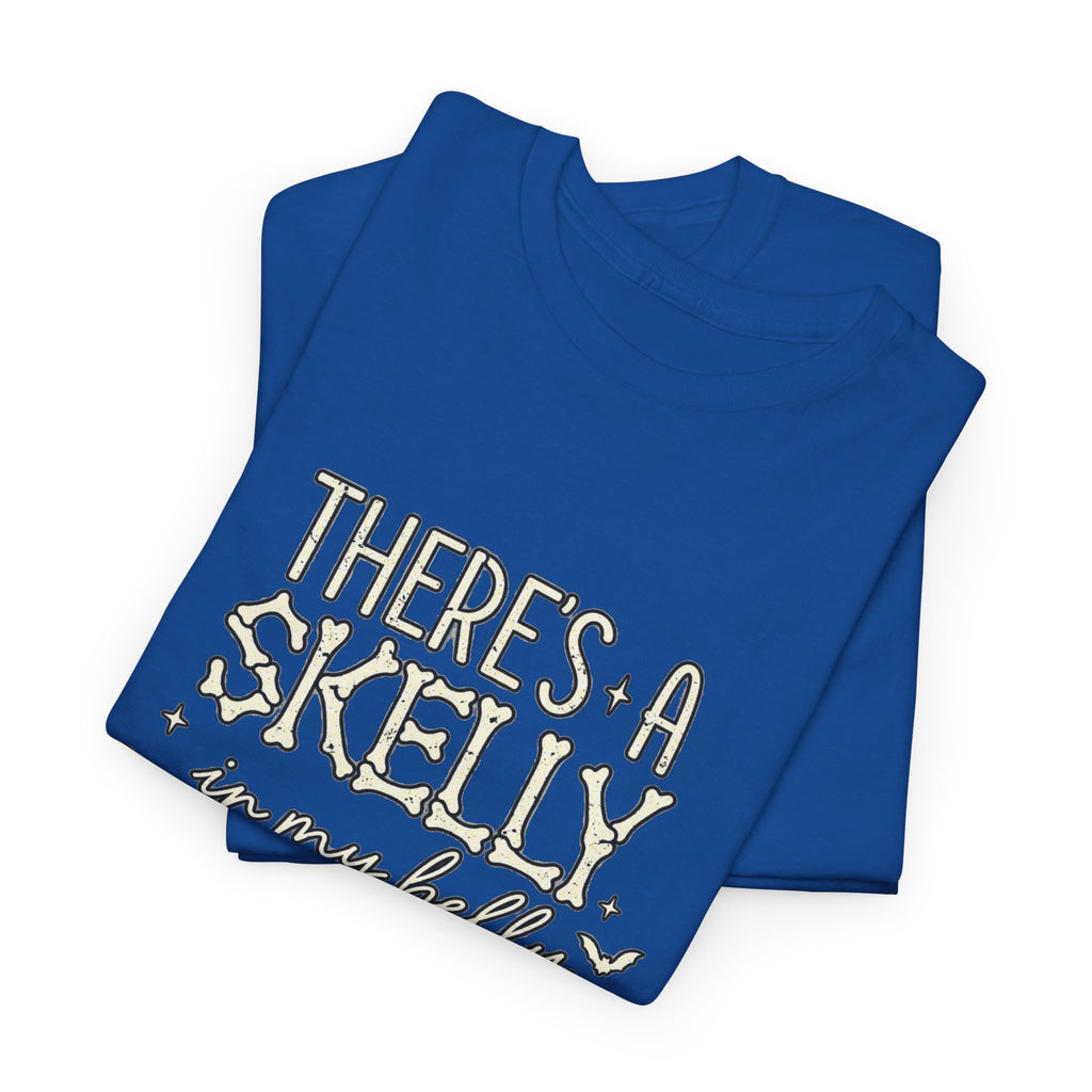 Skeleton Heart T‑Shirt — "There's a Skelly in My Belly" Cute Halloween Tee
