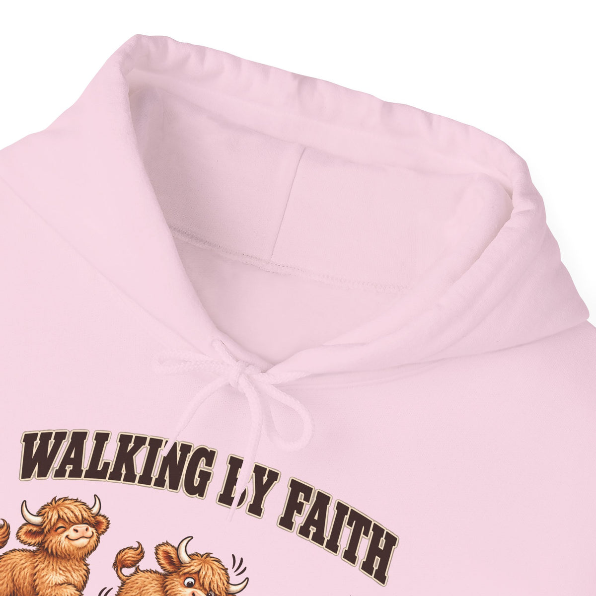 Walking by Faith Christian Highland Cow Hoodie