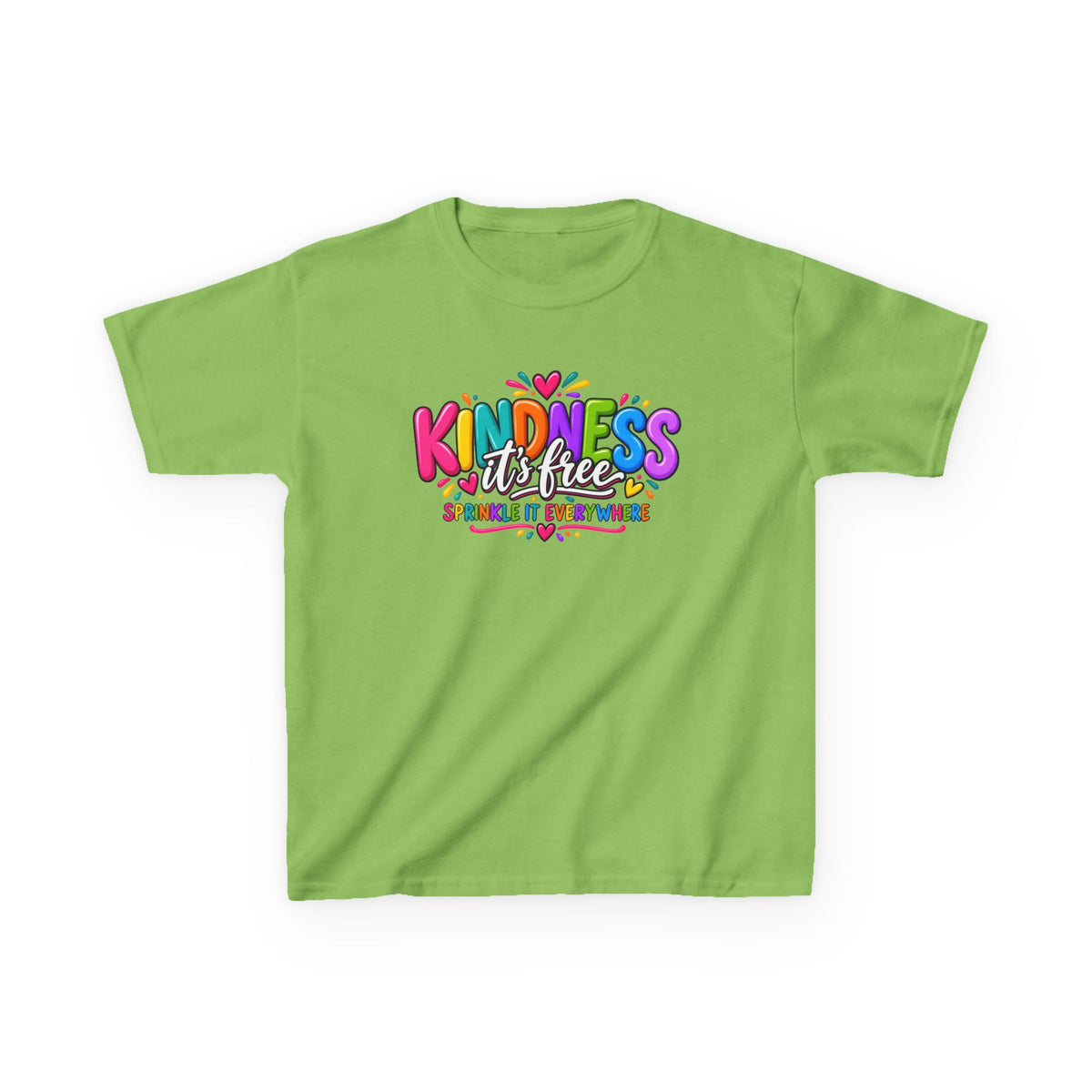Kids Tee — "Kindness Is Free" Colorful Rainbow Graphic