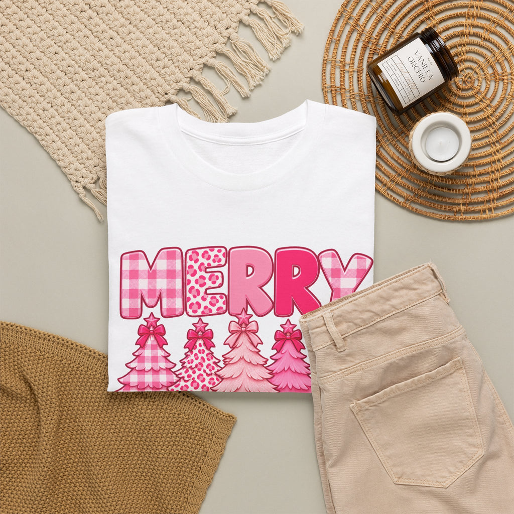 Merry Christmas Pink Christmas Tree T-Shirt