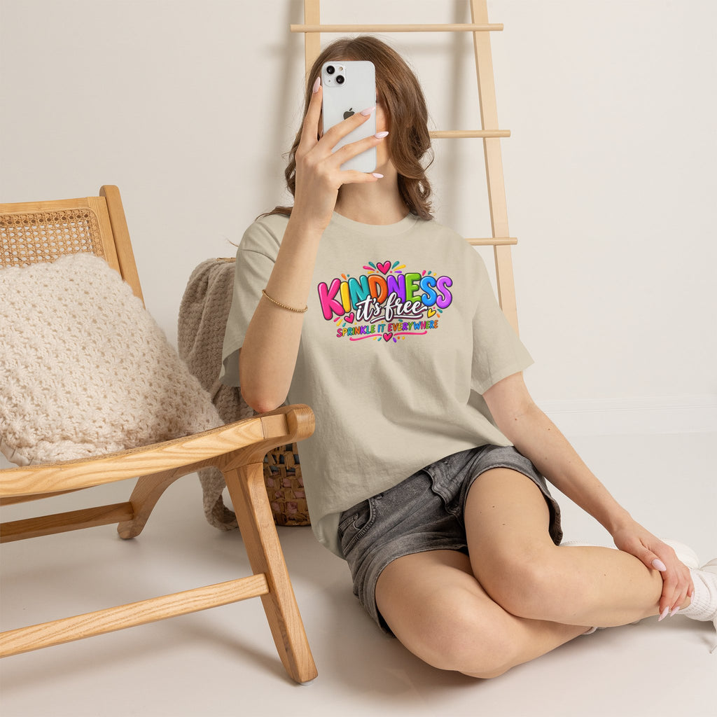 Kindness Is Free Rainbow Tee — Cute Positive Message T-Shirt