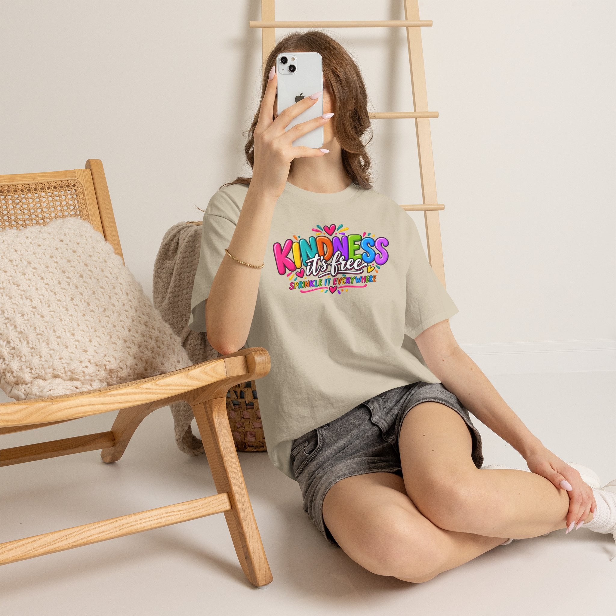 Kindness Is Free Rainbow Tee — Cute Positive Message T-Shirt