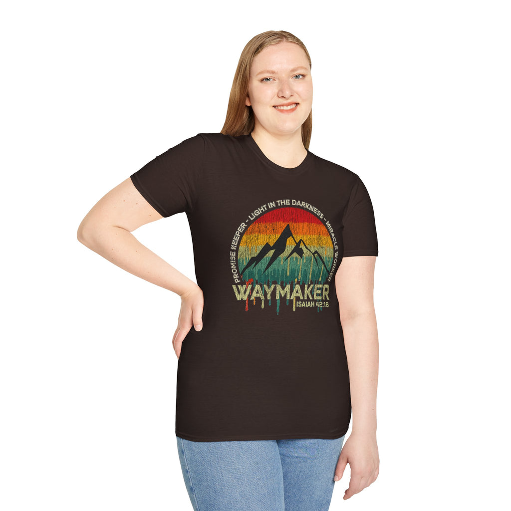 Waymaker Mountain T-Shirt — “Promise Keeper, Light in the Darkness” Christian Graphic Tee