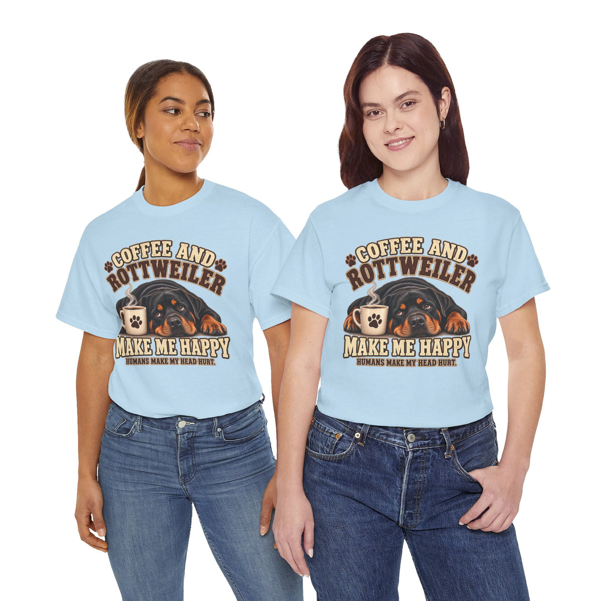 Coffee and Rottweiler Tee — "Coffee and Rottweiler Make Me Happy" Dog Lover Shirt