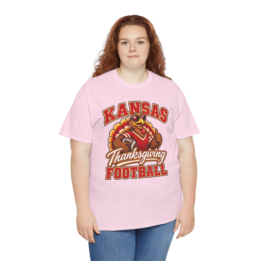 Kansas Thanksgiving Football T‑Shirt — Turkey Mascot Holiday Game Tee