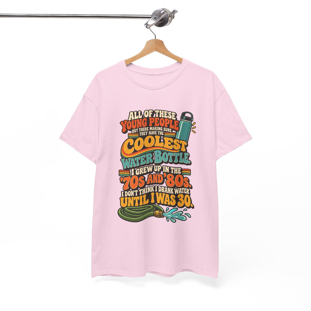 Retro 70s-80s Funny Water Bottle Tee — "Coolest Water Bottle" Graphic T-Shirt