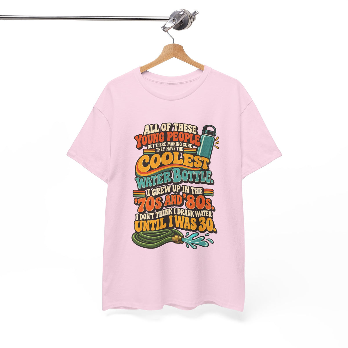 Retro 70s-80s Funny Water Bottle Tee — "Coolest Water Bottle" Graphic T-Shirt