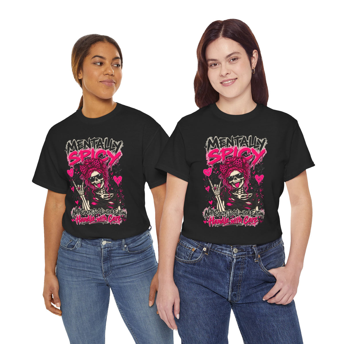 Mentally Spicy Skeleton Graphic T-Shirt