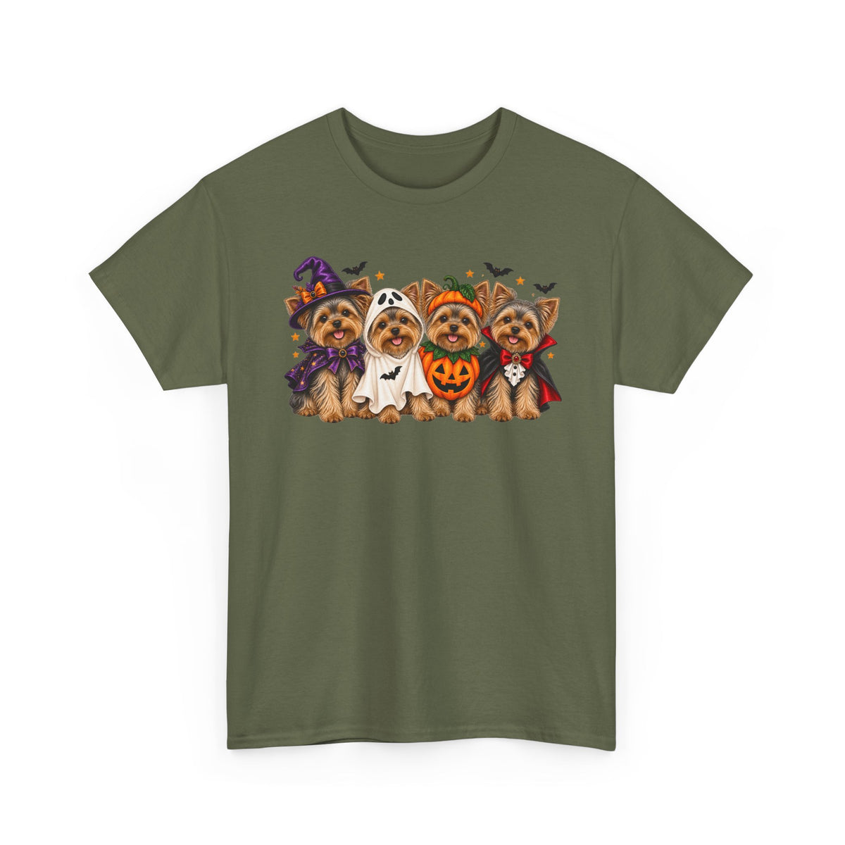 Halloween Yorkie T-Shirt — Cute Yorkies in Costumes (Pumpkin, Ghost, Witch, Vampire)