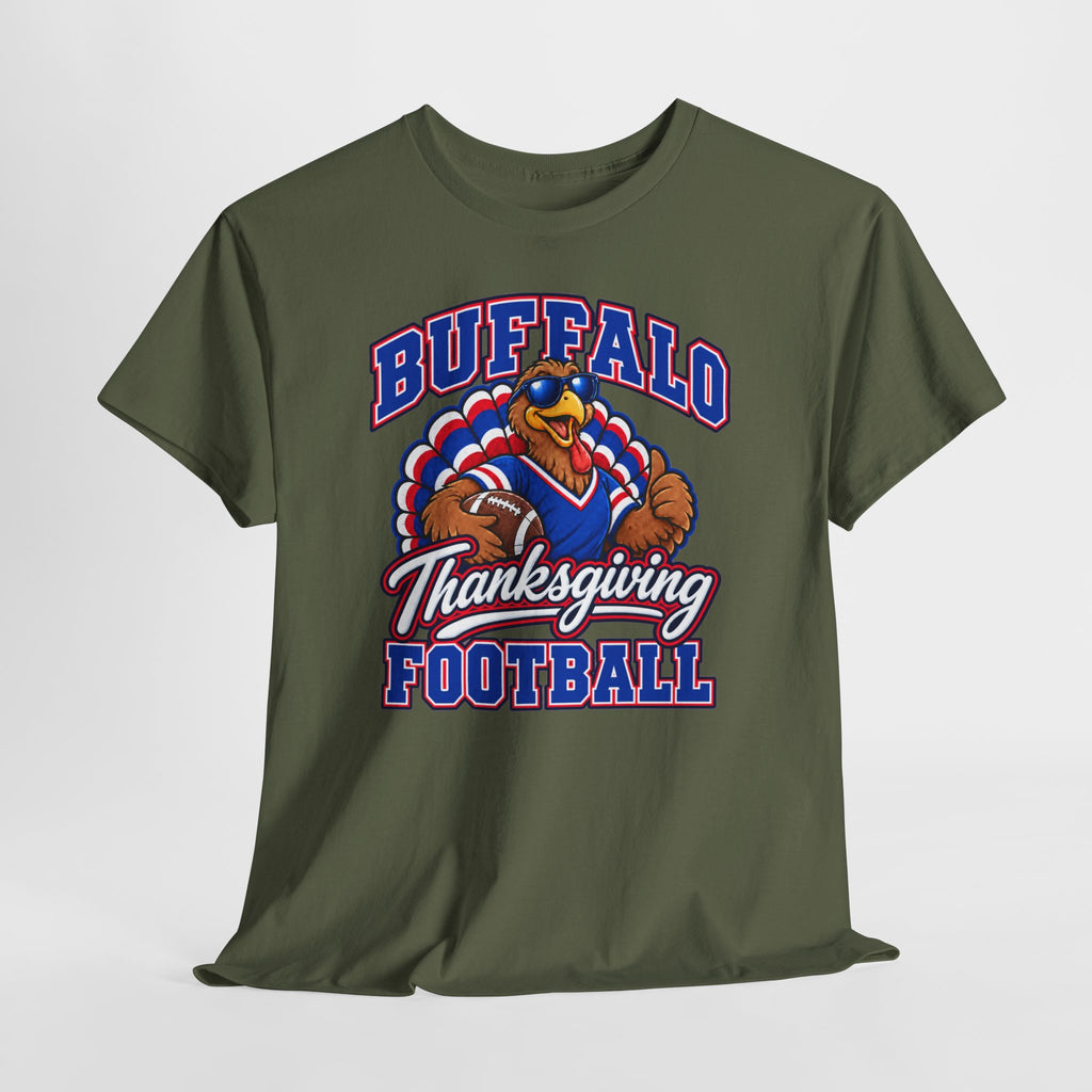 Buffalo Thanksgiving Football T-Shirt — Turkey Mascot Game Day Tee