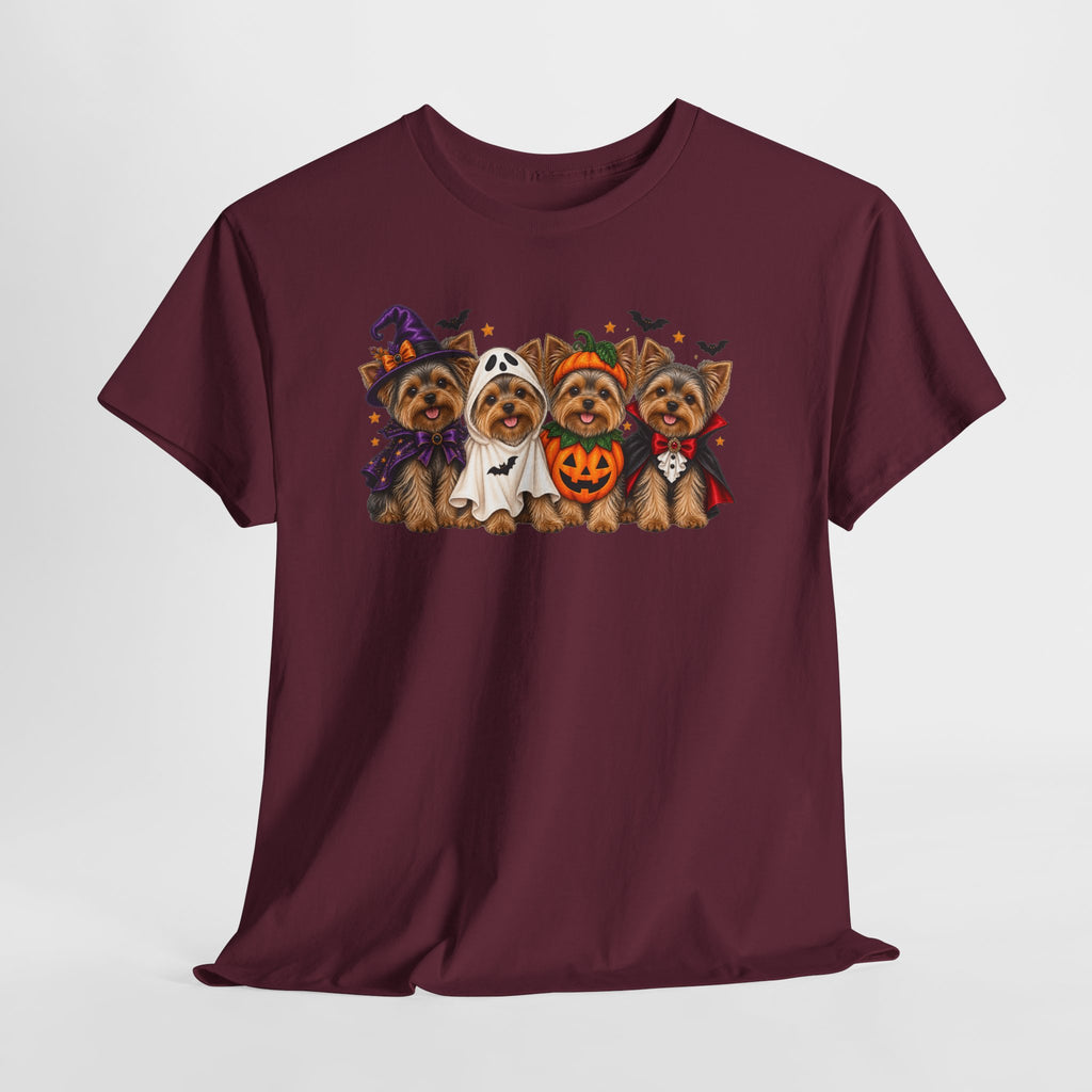 Halloween Yorkie T-Shirt — Cute Yorkies in Costumes (Pumpkin, Ghost, Witch, Vampire)