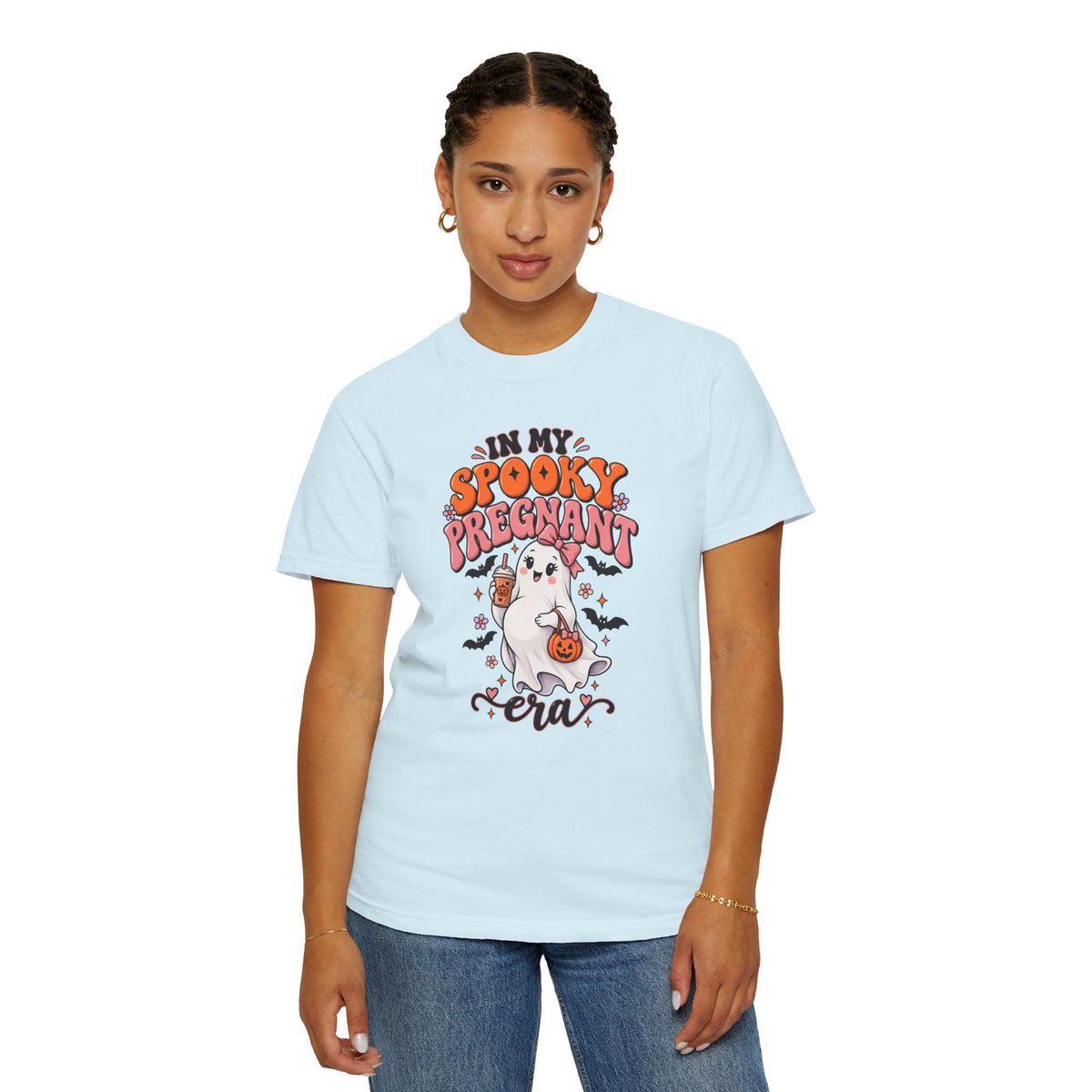Pregnant Halloween T-Shirt — "In My Spooky Pregnant Era" Cute Ghost Maternity Tee