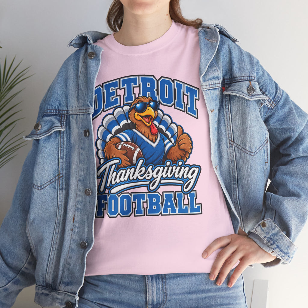 Detroit Thanksgiving Football Tee — Turkey Mascot Game Day Shirt