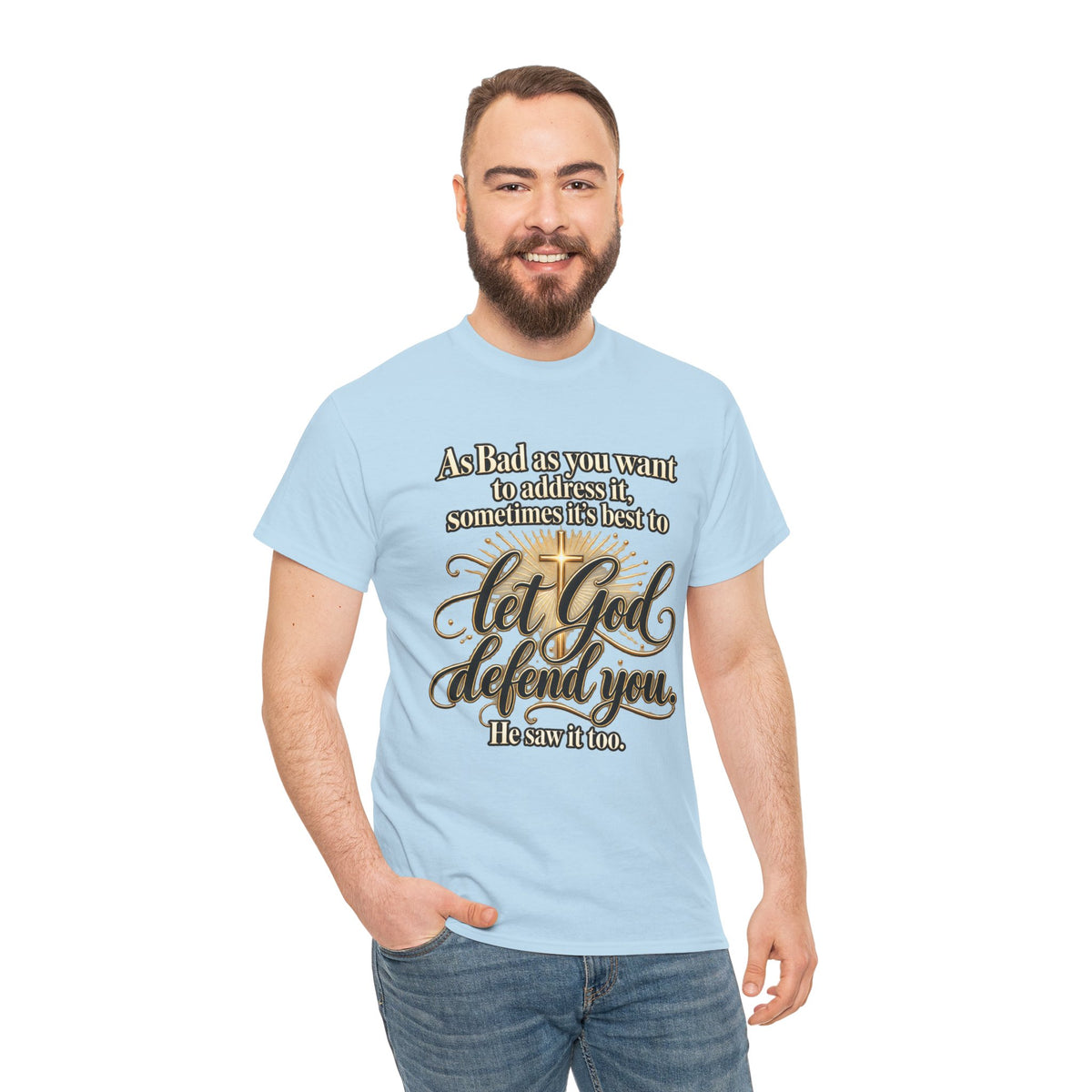 Let God Defend You Inspirational Christian T-Shirt
