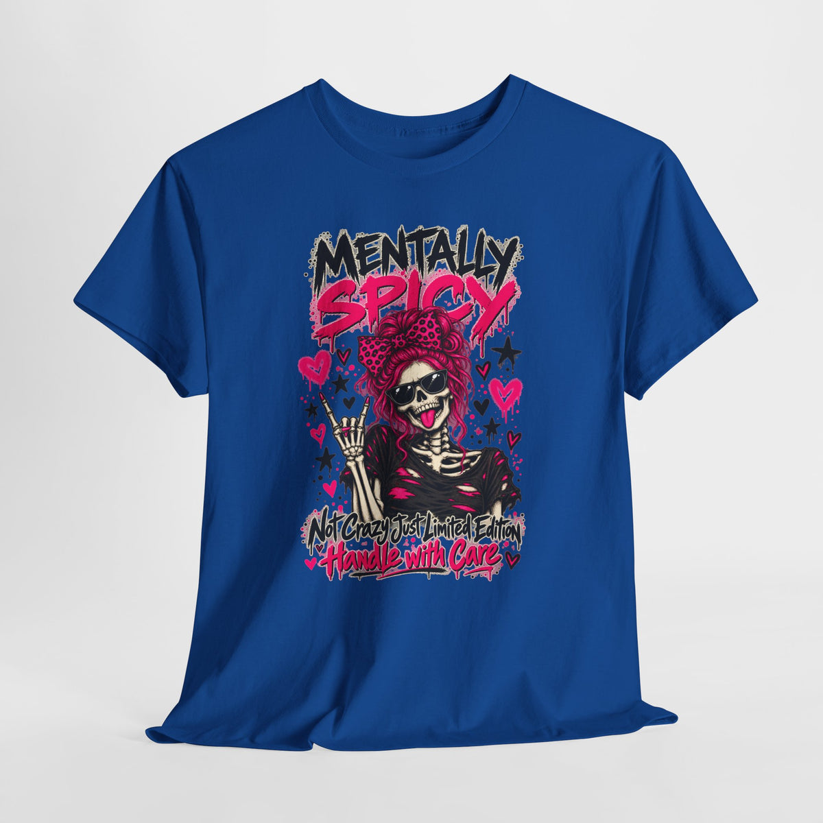 Mentally Spicy Skeleton Graphic T-Shirt