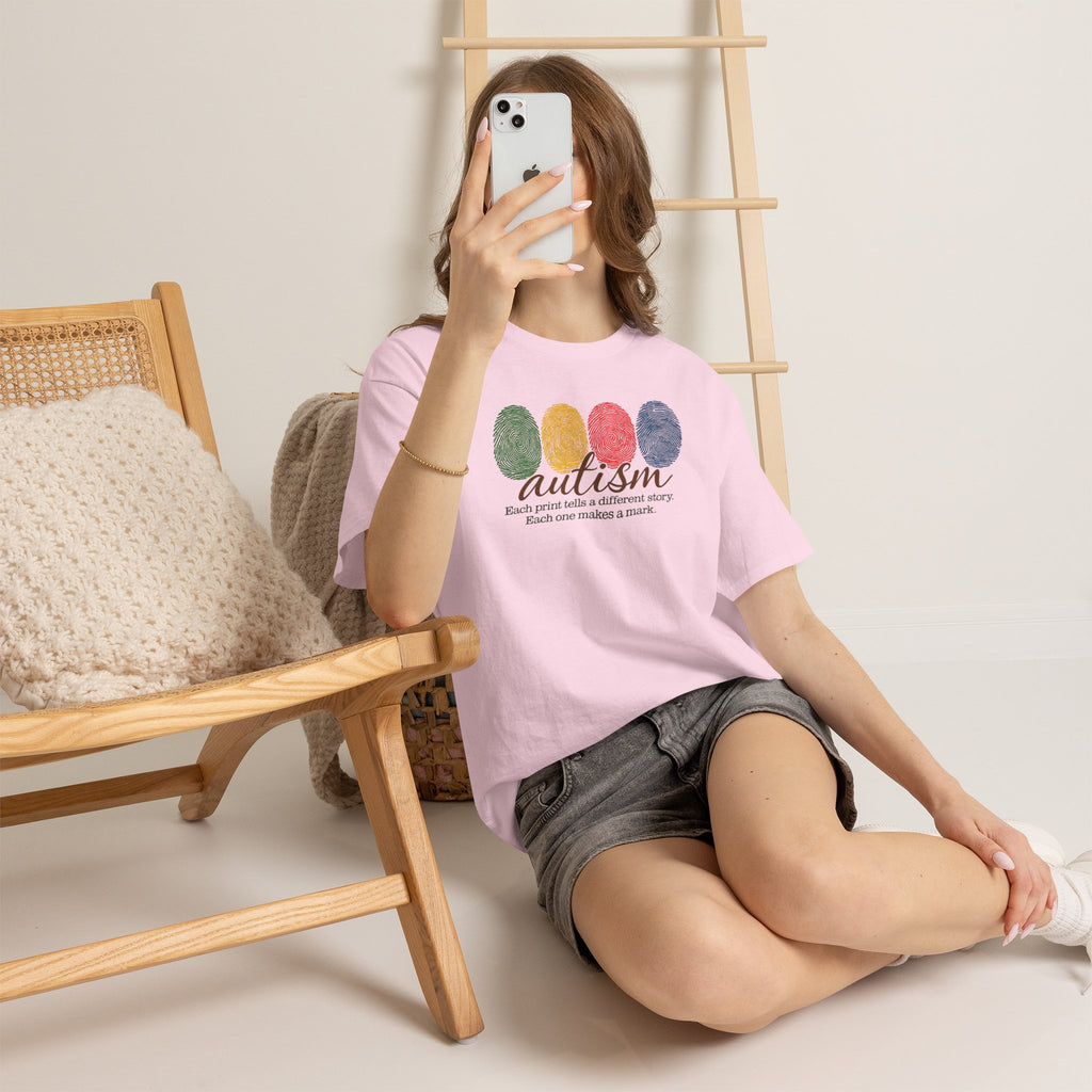 Autism Awareness T-Shirt — "Each Print Tells a Different Story" Colorful Fingerprint Tee