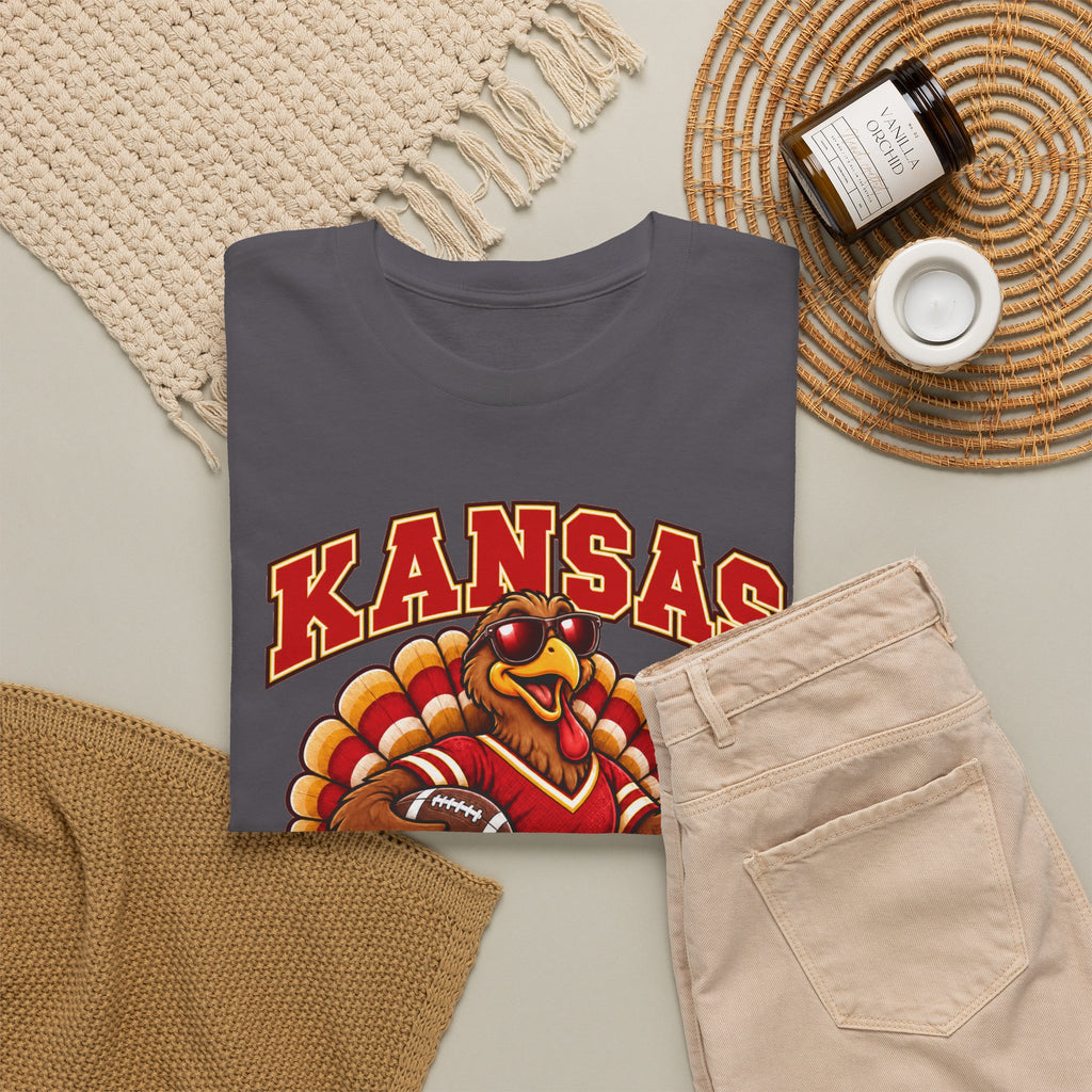 Kansas Thanksgiving Football T‑Shirt — Turkey Mascot Holiday Game Tee