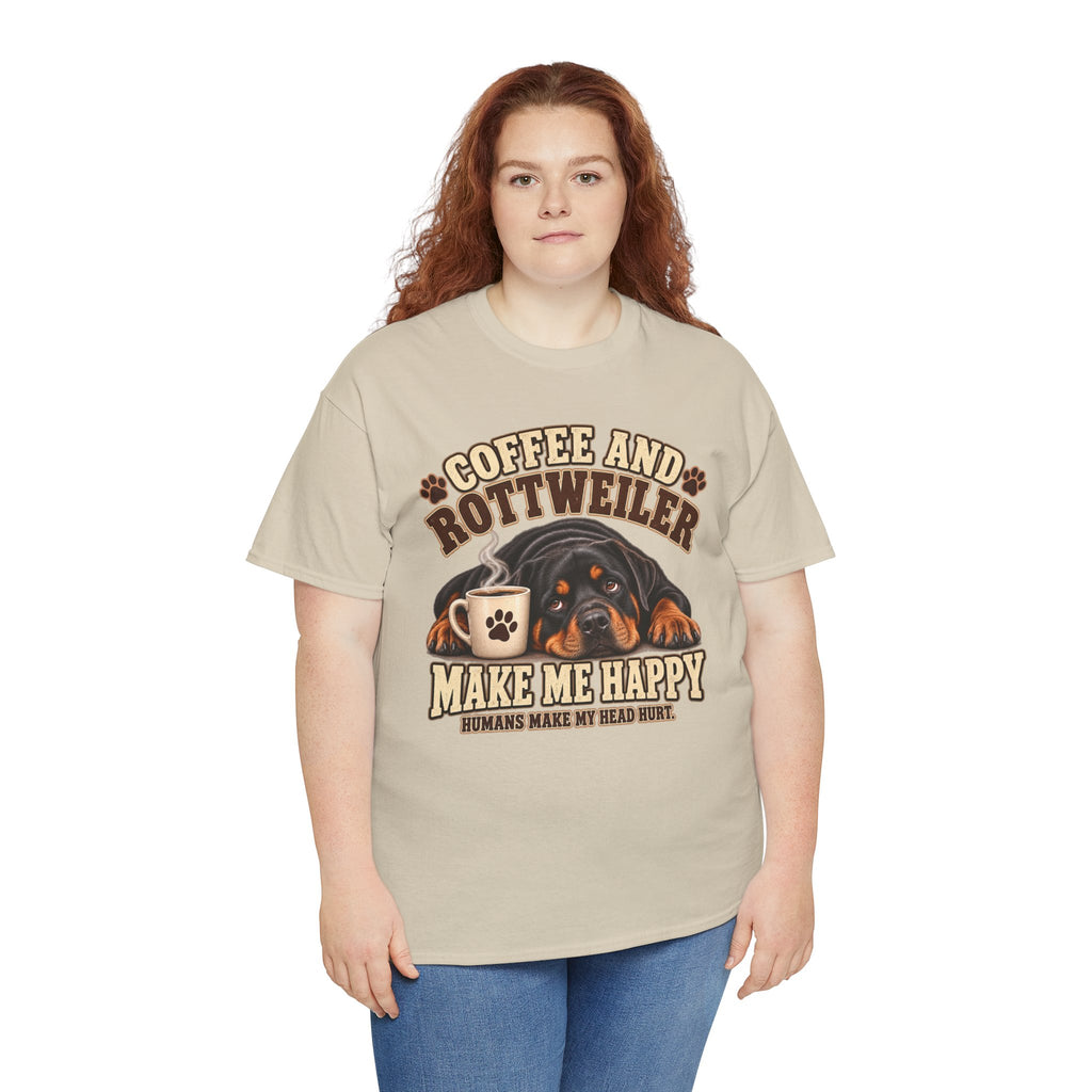 Coffee and Rottweiler Tee — "Coffee and Rottweiler Make Me Happy" Dog Lover Shirt