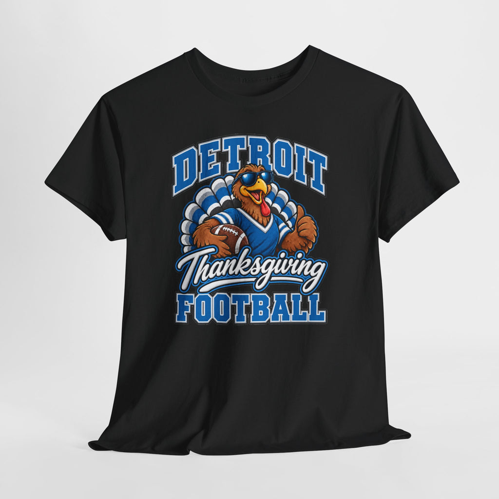 Detroit Thanksgiving Football Tee — Turkey Mascot Game Day Shirt