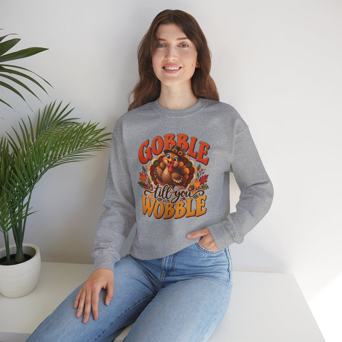 Thanksgiving Turkey 'Gobble Till You Wobble' Crewneck Sweatshirt