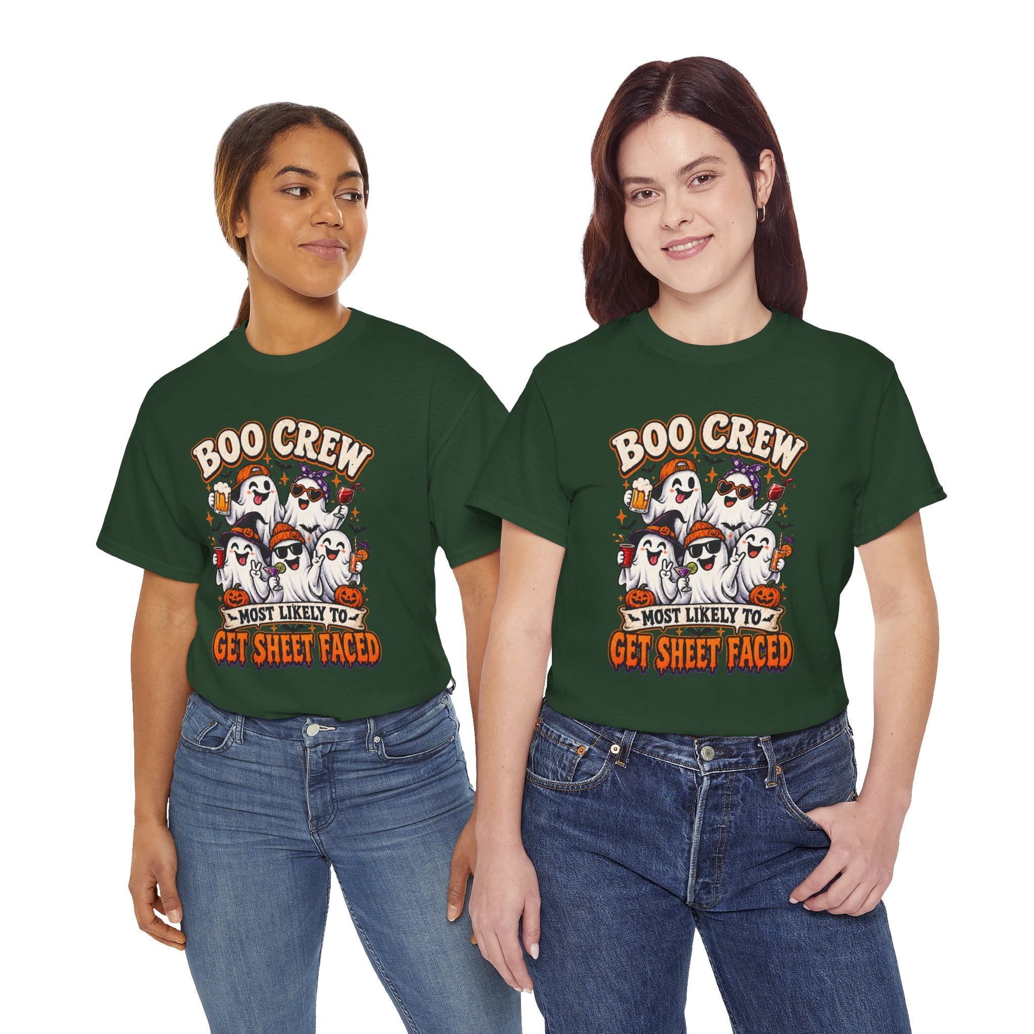 Boo Crew Halloween T-Shirt — “Most Likely to Get Sheet Faced” Funny Ghost Party Tee