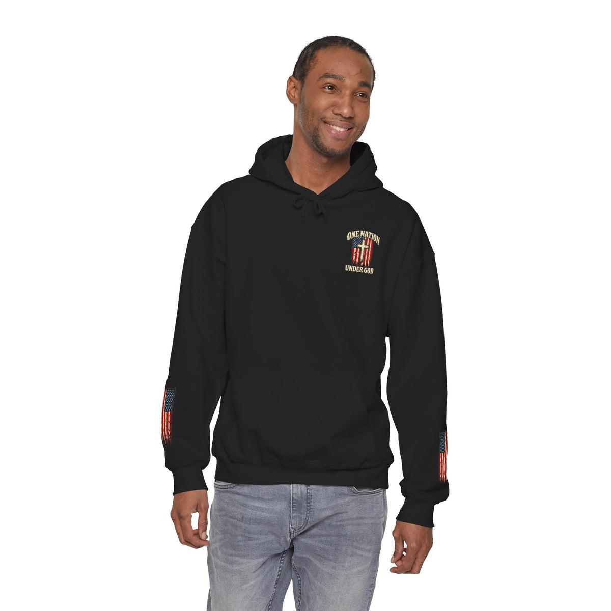 One Nation Under God Patriotic Cross Hoodie