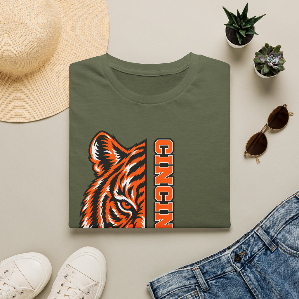 Cincinnati Tiger Head Vertical Graphic T-Shirt