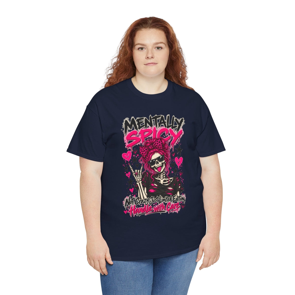 Mentally Spicy Skeleton Graphic T-Shirt