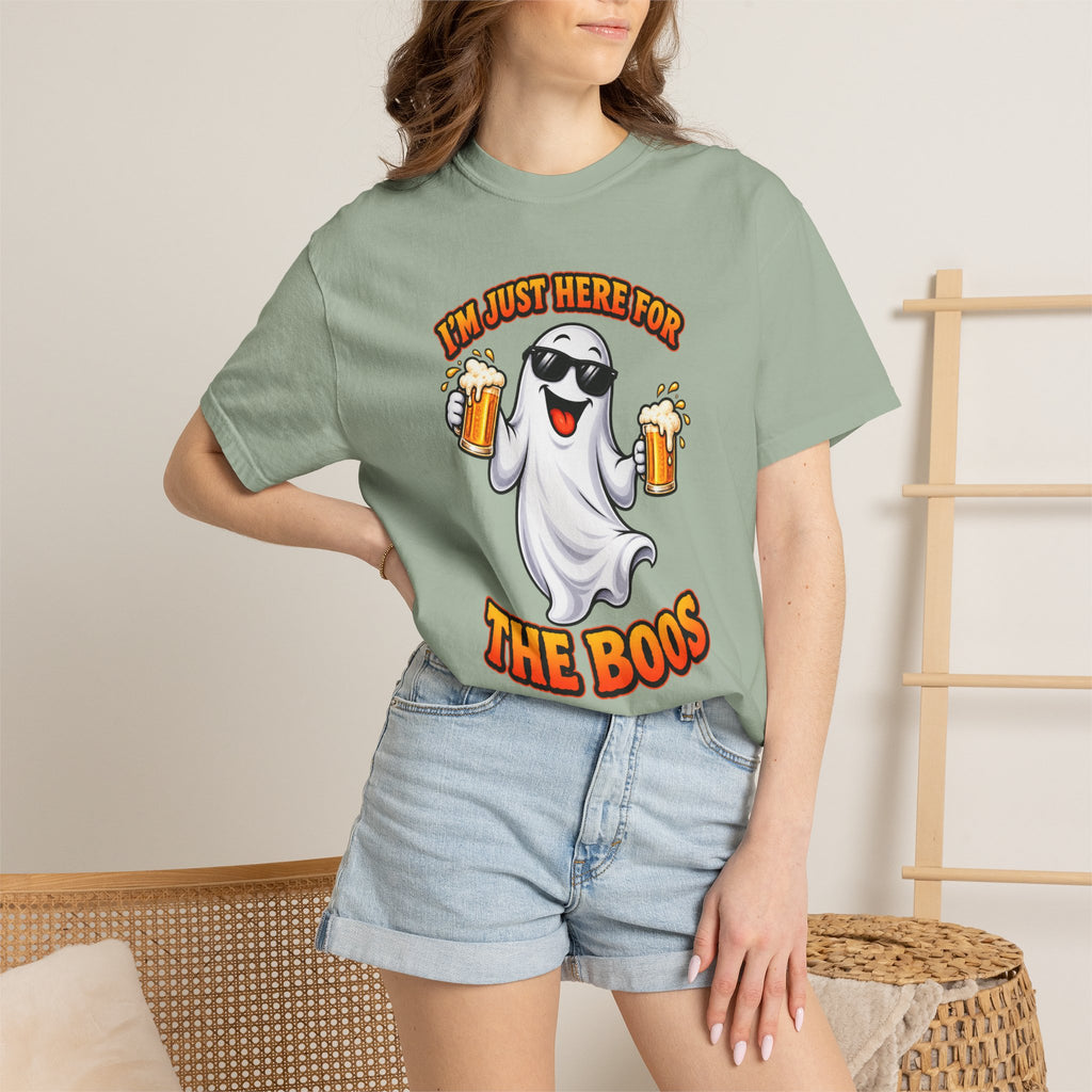 Halloween Beer Ghost T-Shirt - "I'm Just Here For The Boos" Party Tee