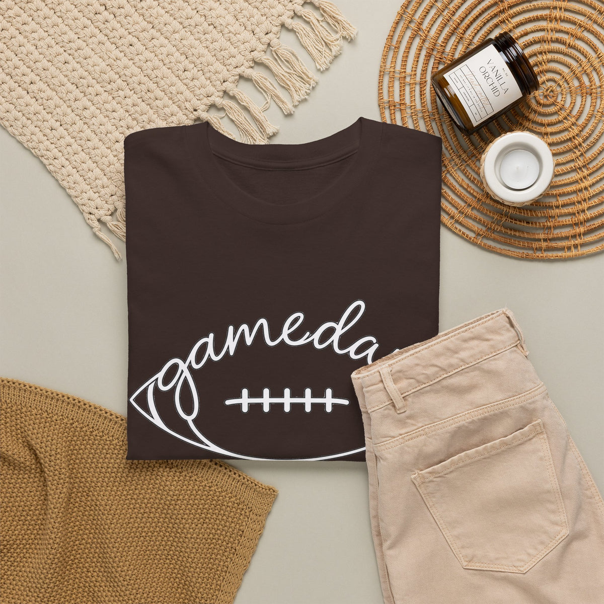 Gameday Football Tee — 'gameday' Script Football Graphic T-Shirt
