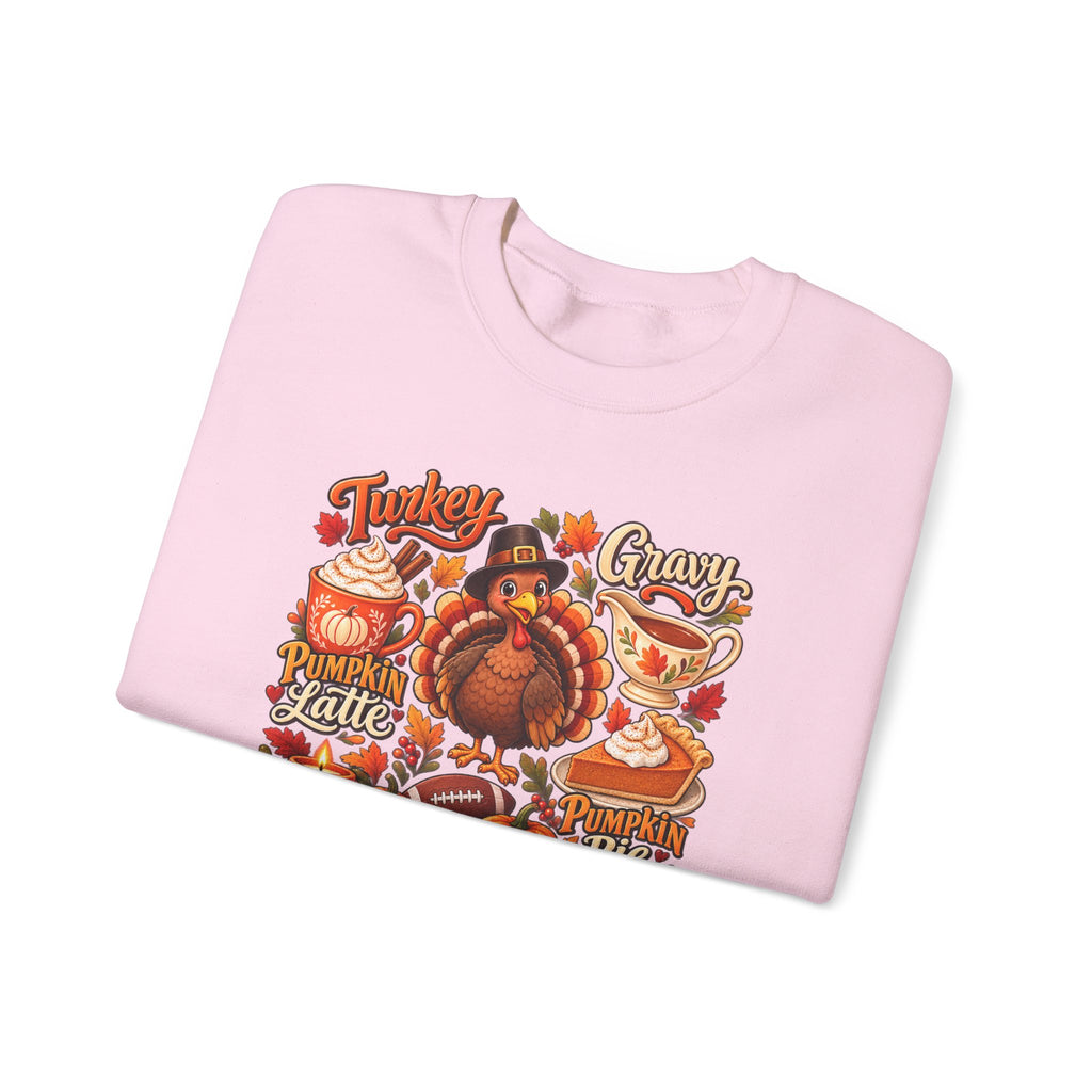Thankful Thanksgiving Sweatshirt — Cute Turkey & Fall Harvest Crewneck