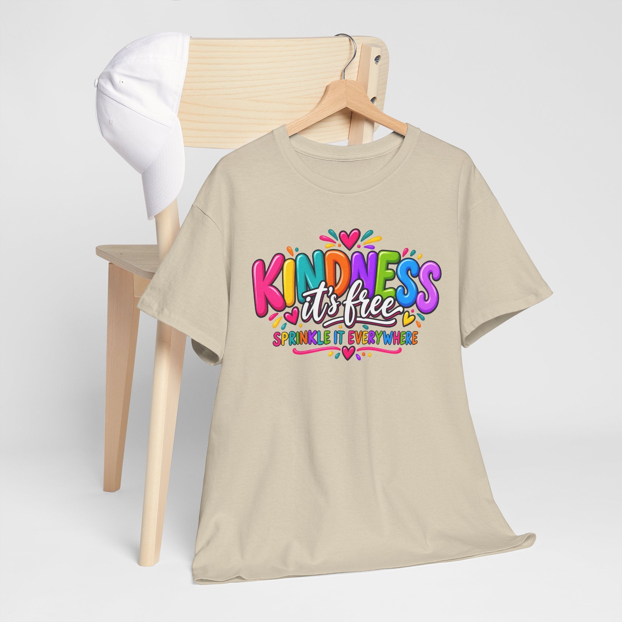 Kindness Is Free Rainbow Tee — Cute Positive Message T-Shirt