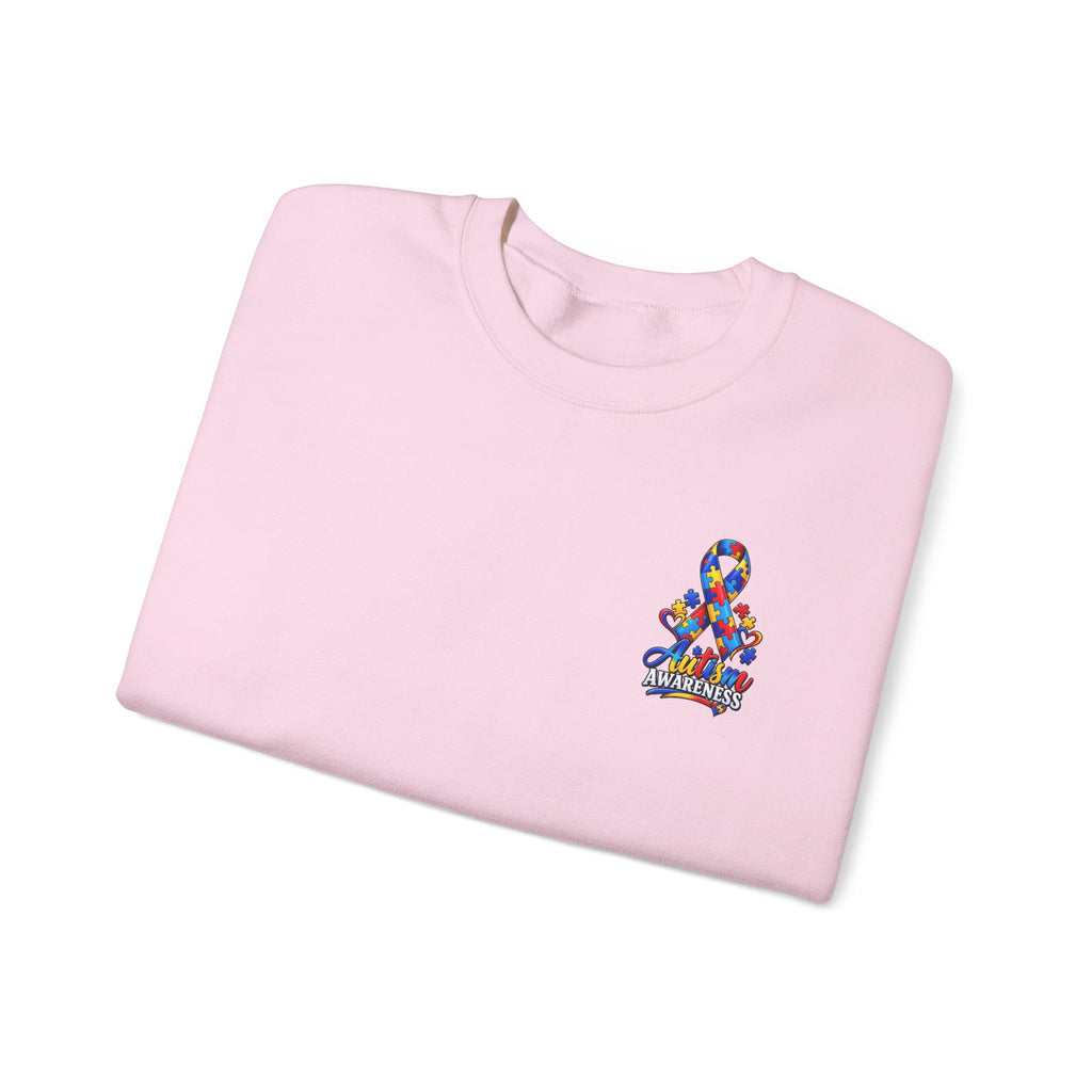 Autism Awareness Crewneck Sweatshirt — "Color Outside the Lines" Puzzle Ribbon Design