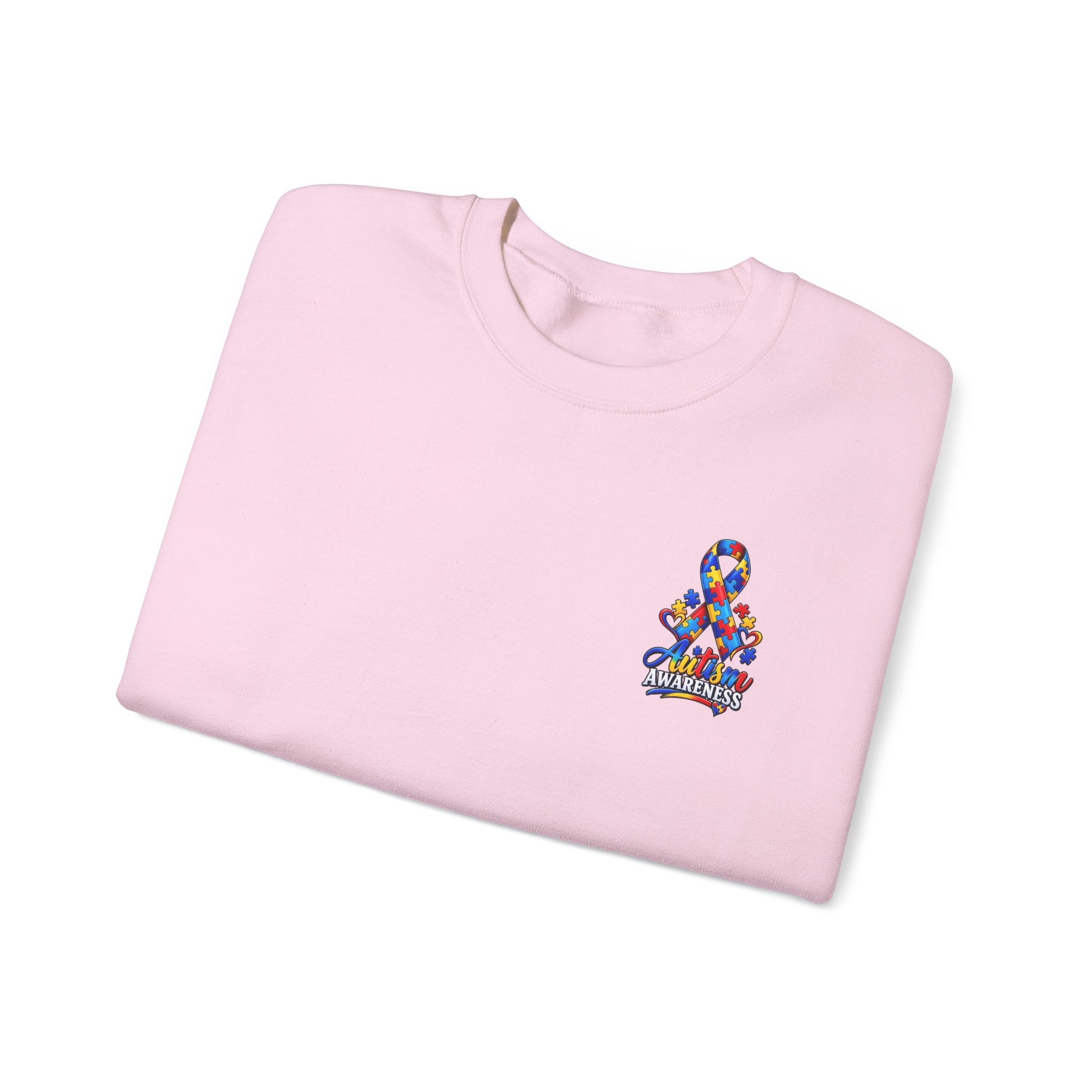 Autism Awareness Crewneck Sweatshirt — "Color Outside the Lines" Puzzle Ribbon Design