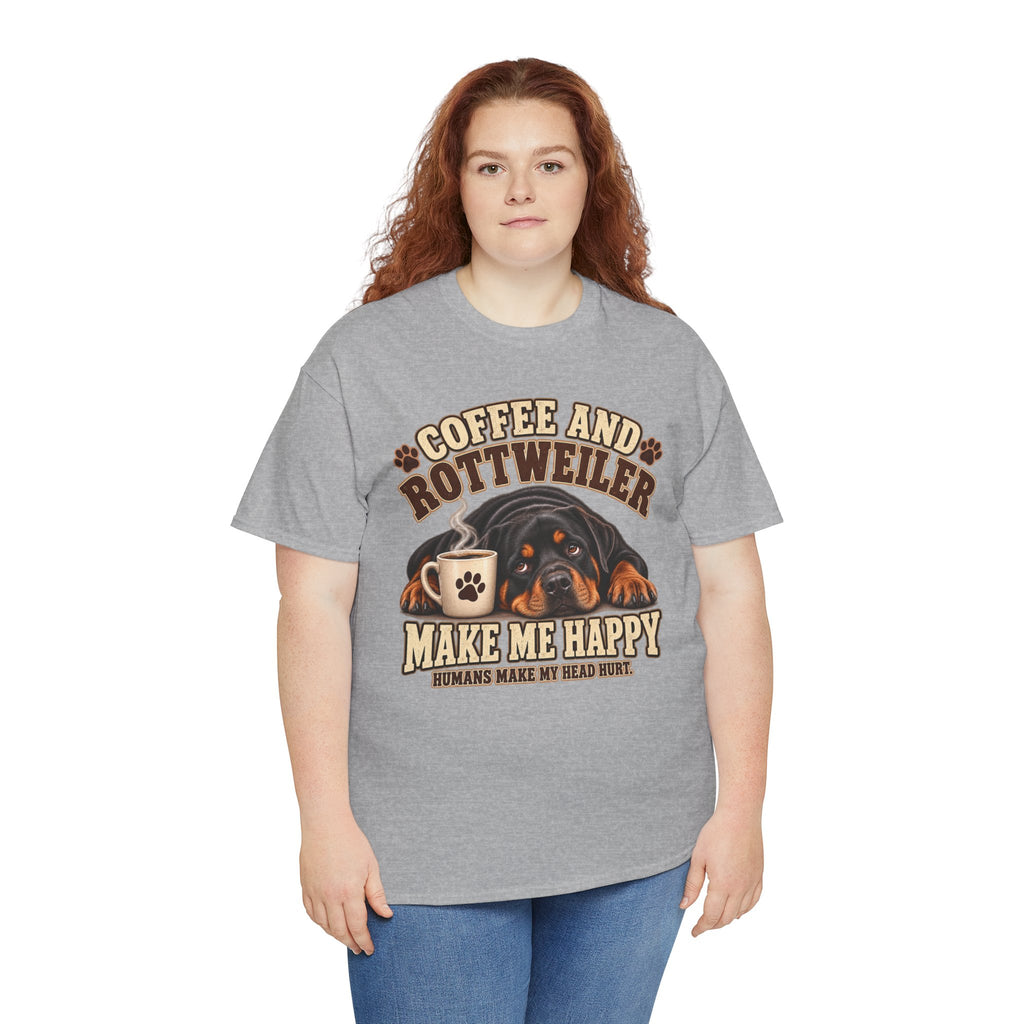 Coffee and Rottweiler Tee — "Coffee and Rottweiler Make Me Happy" Dog Lover Shirt
