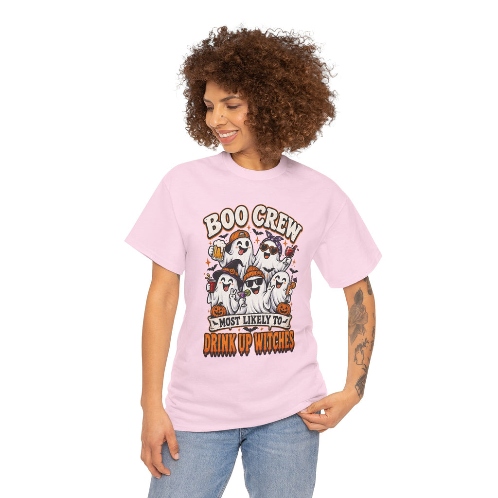Boo Crew Halloween Tee — "Most Likely to Drink Up Witches" Ghost Party Shirt