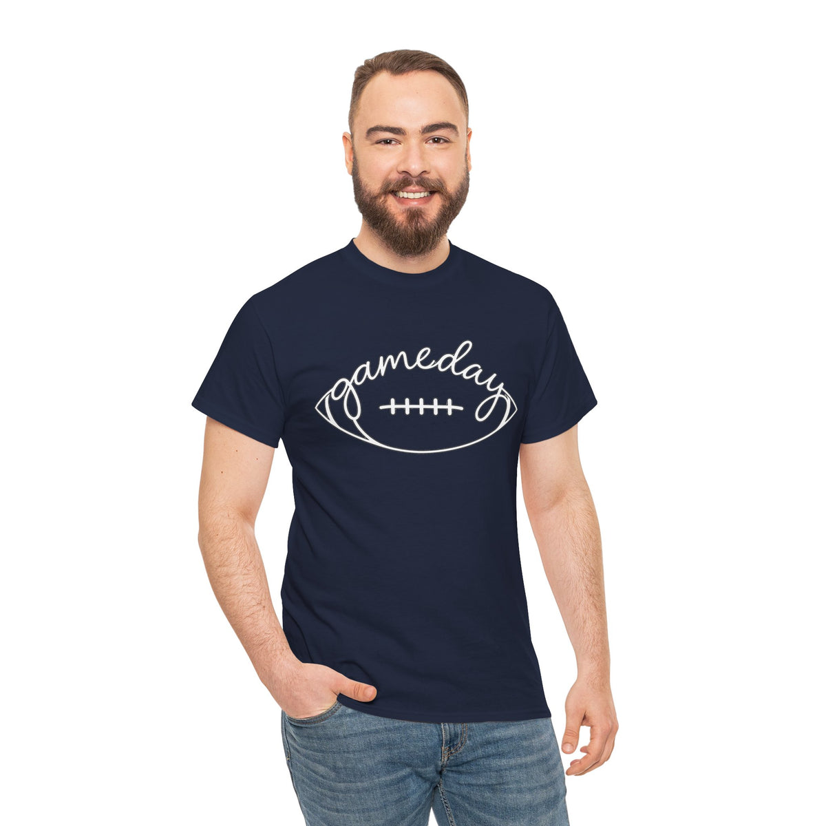 Gameday Football Tee — 'gameday' Script Football Graphic T-Shirt