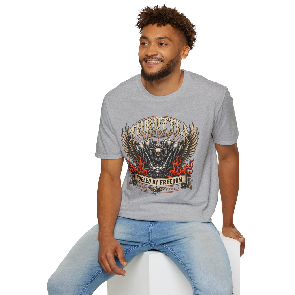 Throttle Therapy Motorcycle T‑Shirt — Fueled by Freedom Riding Tee