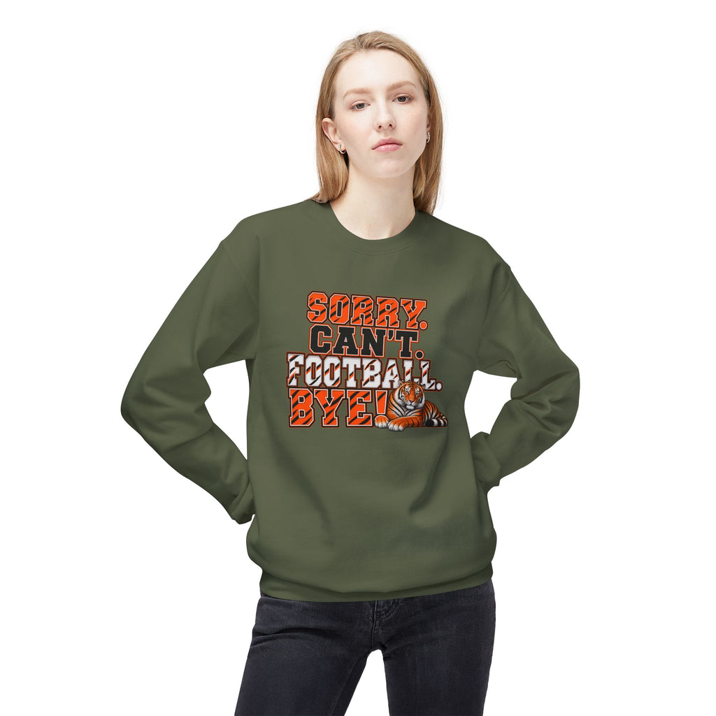 Sorry Can’t Football Bye! Crewneck Sweatshirt – Tiger Mascot Game Day Pullover