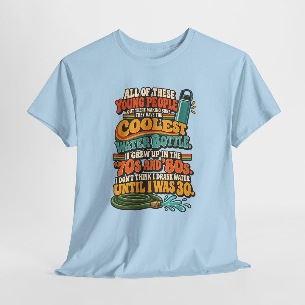 Retro 70s-80s Funny Water Bottle Tee — "Coolest Water Bottle" Graphic T-Shirt