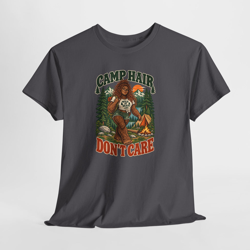 Camp Hair Don't Care T-Shirt — Retro Camping Graphic Tee