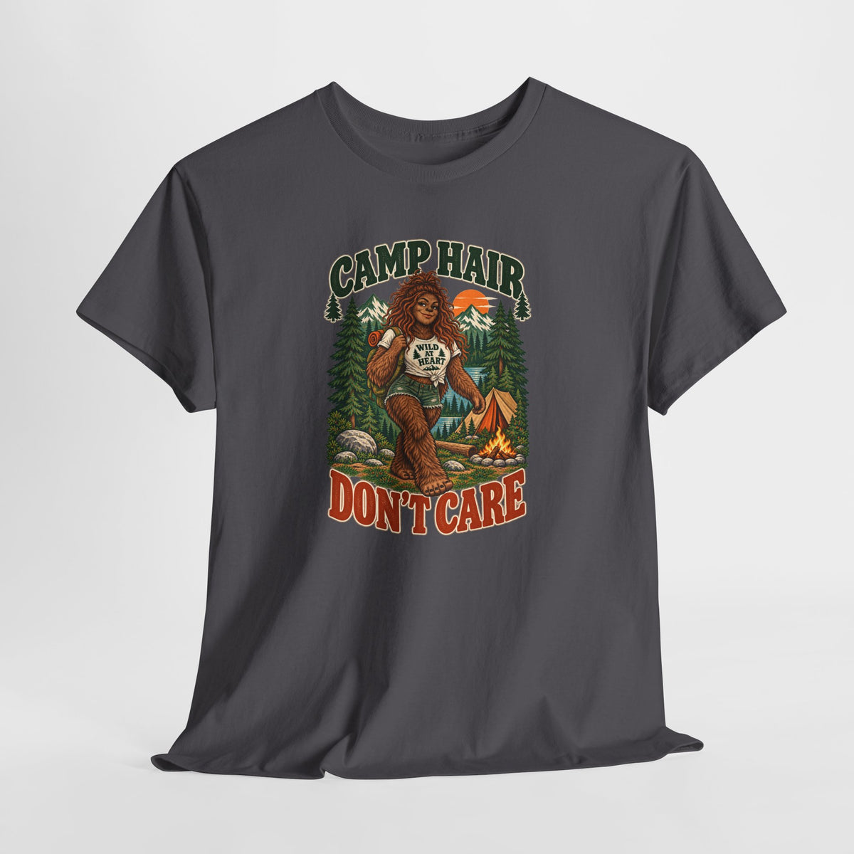 Camp Hair Don't Care T-Shirt — Retro Camping Graphic Tee