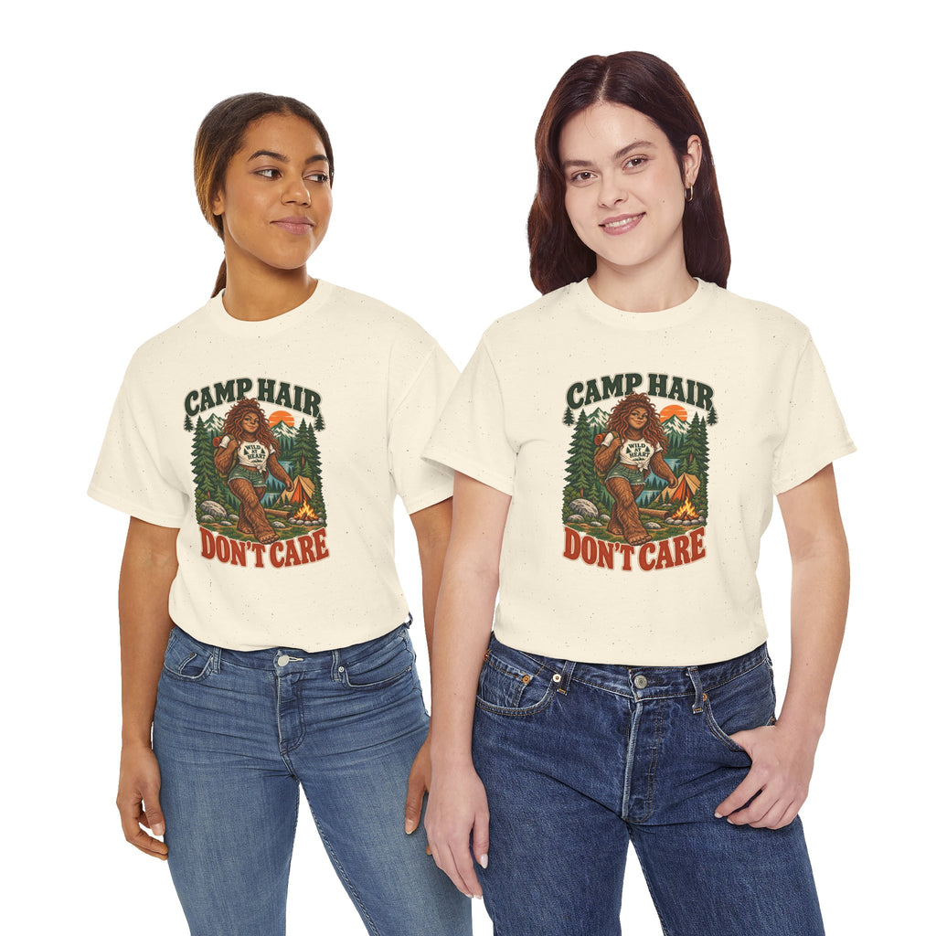 Camp Hair Don't Care T-Shirt — Retro Camping Graphic Tee