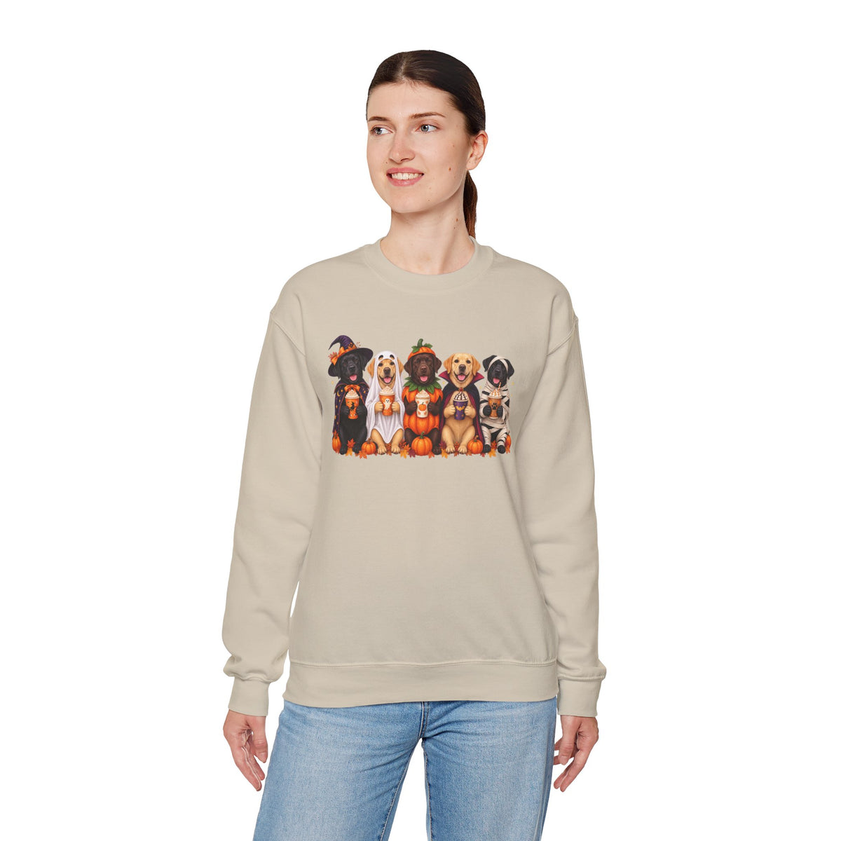 Halloween Dogs Crewneck Sweatshirt — Cute Puppies in Costumes Fall Pullover