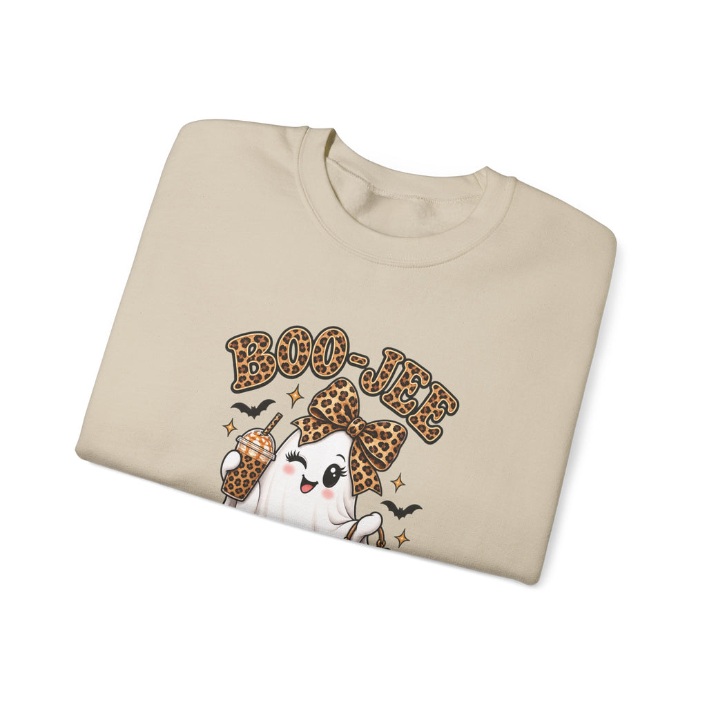 Ghost Trick Crewneck Sweatshirt — "Boo-tiful" Leopard Halloween Ghost Design